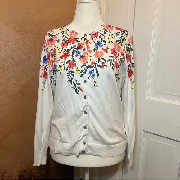 #94 KAREN SCOTT FLORAL PRINTED SWEATER CARDIGAN LARGE - Picture 3 of 6